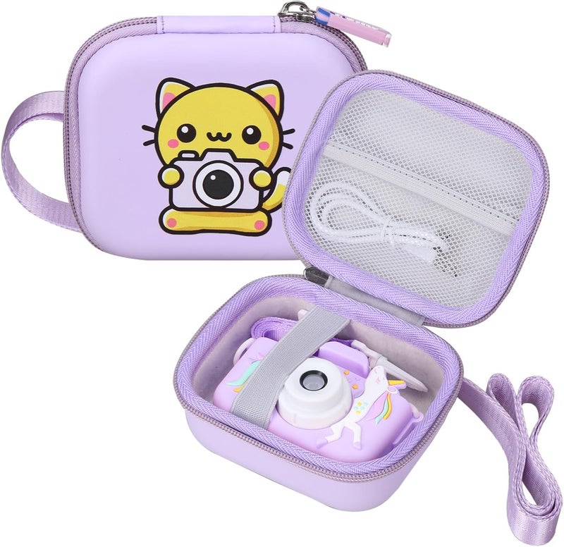 worfty Kids Camera Case Compatible with Seckton/Goopow/DITUPAN/YEEHAO/Hangrui/Masterbee/OUTUVAS/GKTZ Digital Video Camera Toys Camcorder Storage Holder Carrying - Purple Cat - Image 1